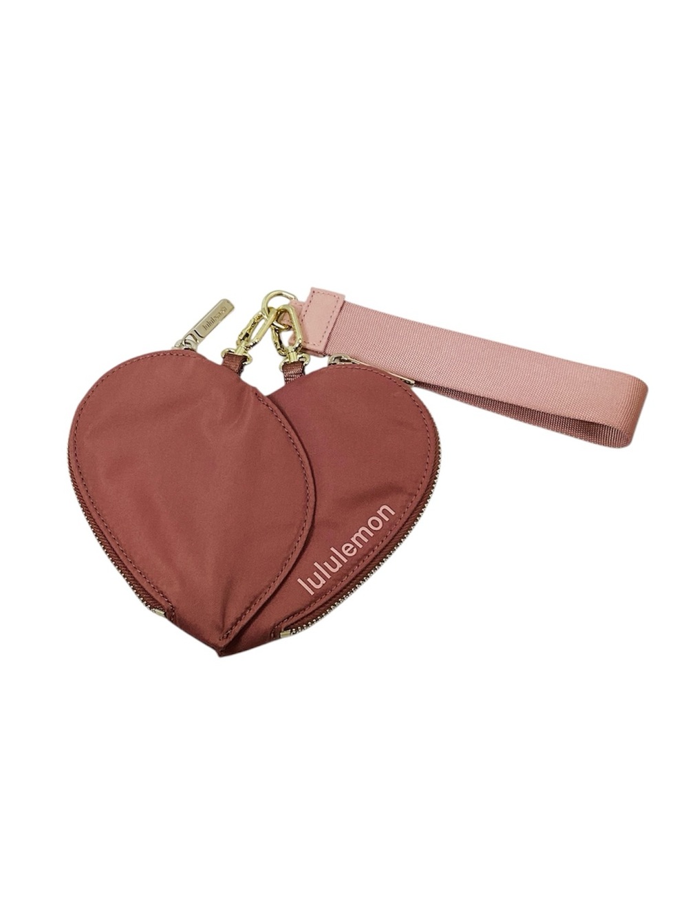 🐷 Lululemon Duel Pouch Dusty Rose Heart Wristlet